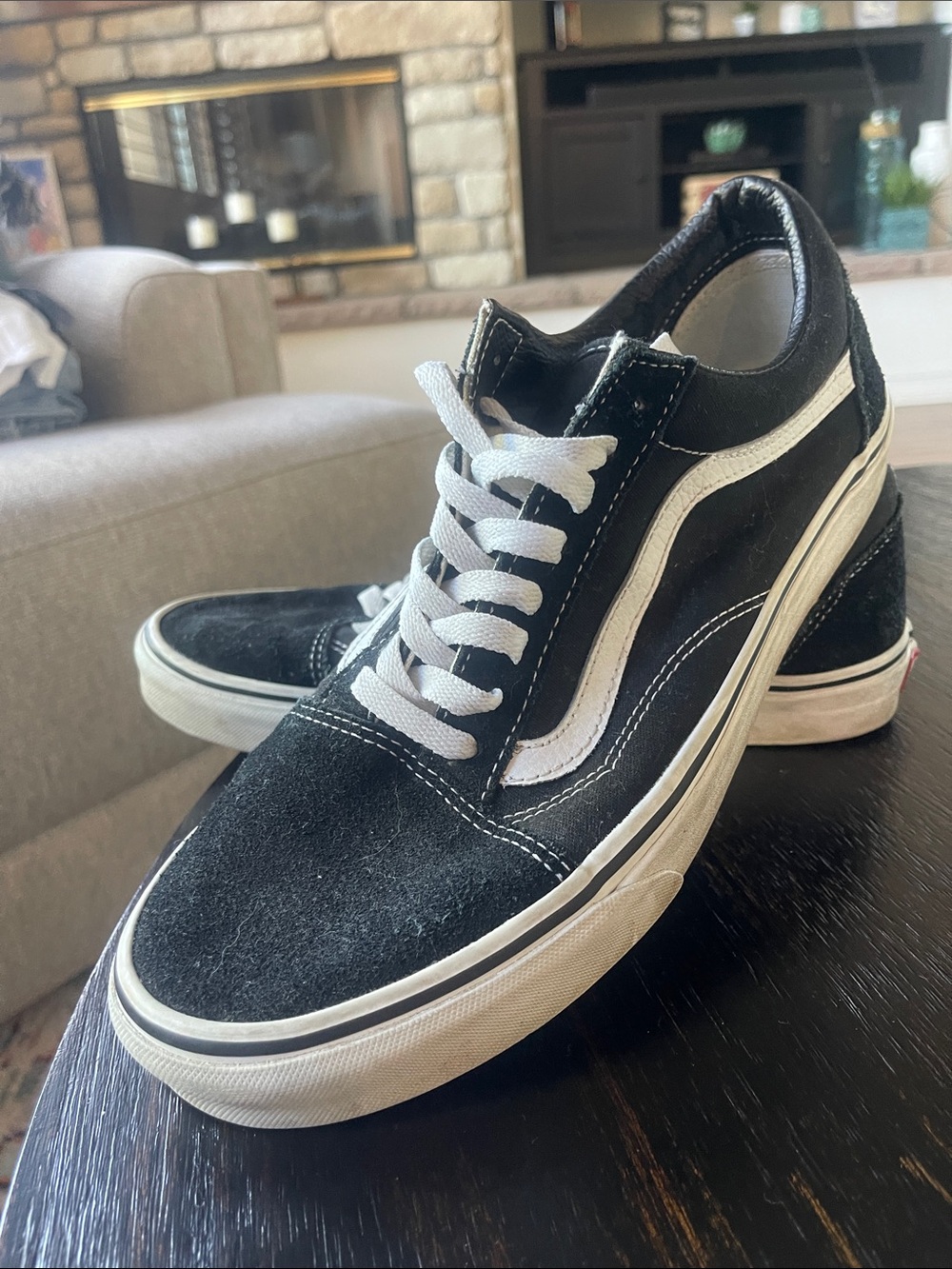 Vans Black and White Old Skool Low-Top Sneakers